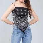 Backless Scarf Top One Size Black