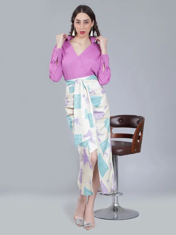 Scribble  Printed Two-Piece Set S Purple