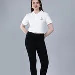 Bear Embroidered Cropped Polo Tee S White