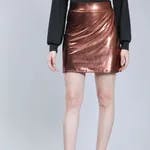 Metallic Short Skirt One Size Copper