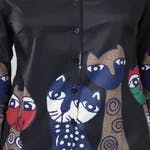 Cartoon Cat Printed Shirt S Black