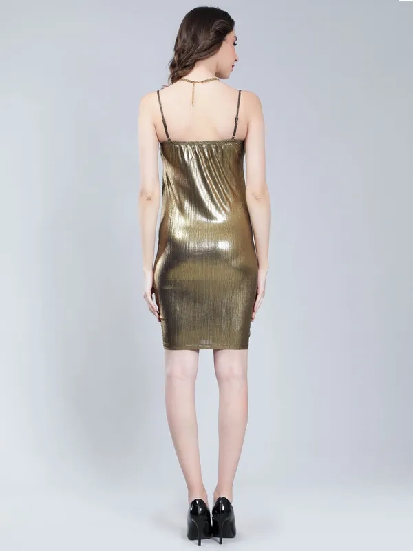 Strappy Fitted Dress L Gold