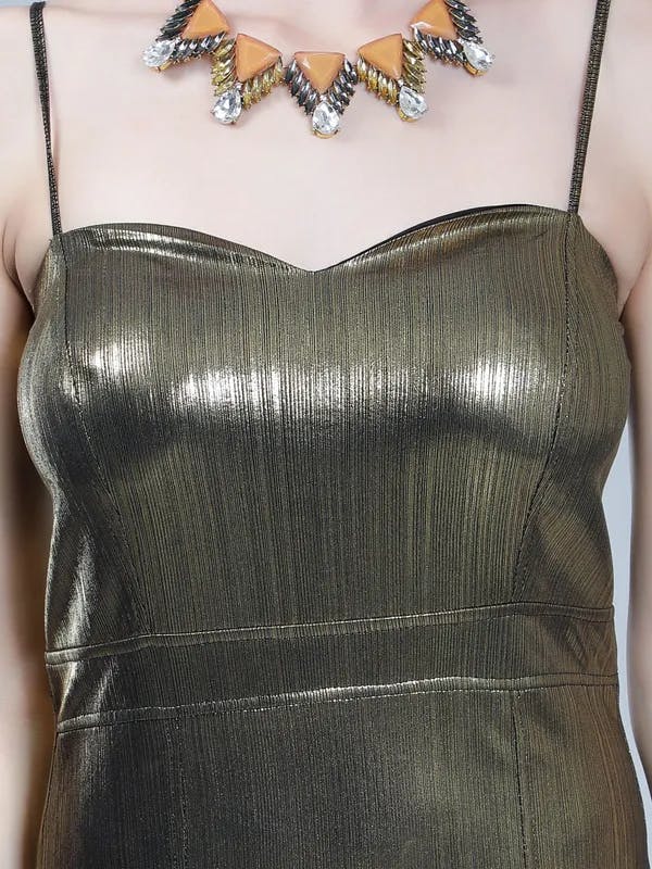 Strappy Fitted Dress L Gold