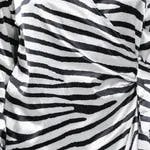 Zebra Print Satin Wrap Dress S White