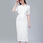Back Cutout Shirt Dress XS White