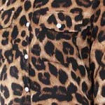 Leopard Print Long Shirt Dress S Coffee