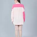 Colorblock Drop Shoulder Shirt S Pink
