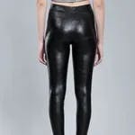 Leather Look Stretch Pants S Black