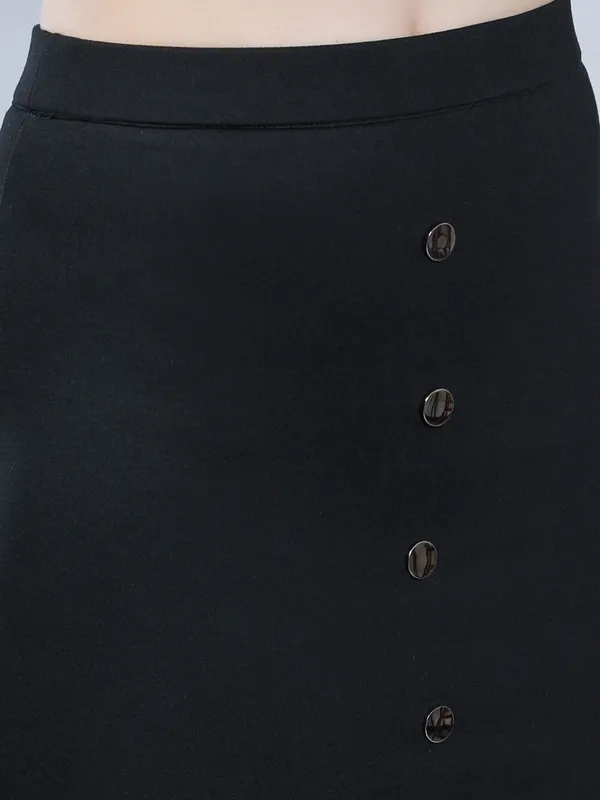 Front Buttons Short Skirt M Black