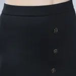 Front Buttons Short Skirt M Black