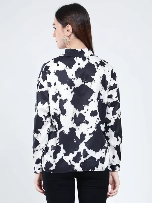 Cow Print Shirt M Black