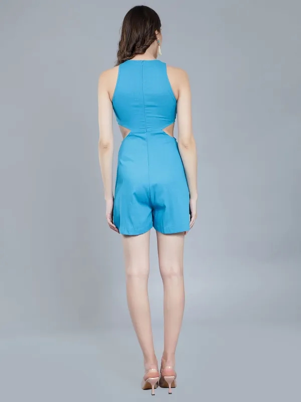 Hollow Out Playsuit S Blue