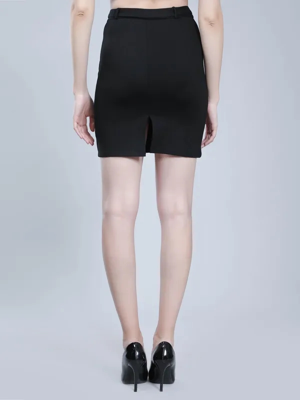 Belted Short Skirt M Black