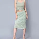 Crochet Cami and Skirt Two Piece set One Size Green