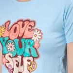 Love Your Self Print T-Shirt One Size Light Blue