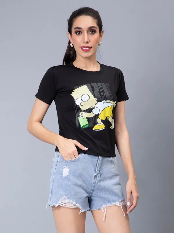 Simpson Print T-Shirt One Size Black